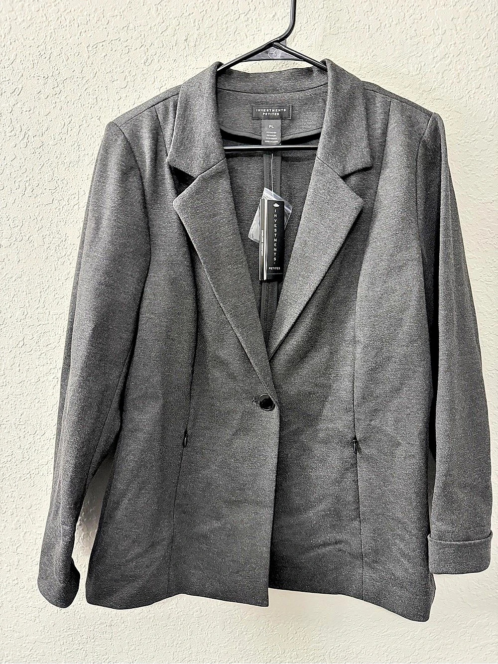 Investments Gray Blazer Size PL NWT